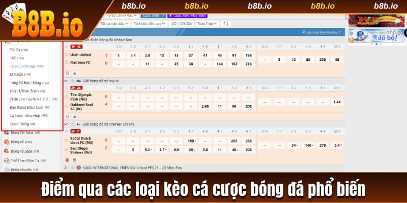 Các loại kèo cá cược bóng đá